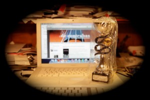 De Contrabas.com, website van het jaar 2013. De gelukkige winnaar van de derde prijsuitreiking door de nationaleboekenblog.nl.