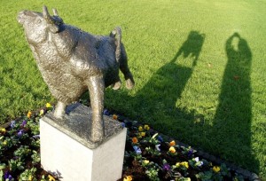 Het beeld is van Pieter d'Hondt en staat in Schalkwijk. Foto: Geerten van Gelder